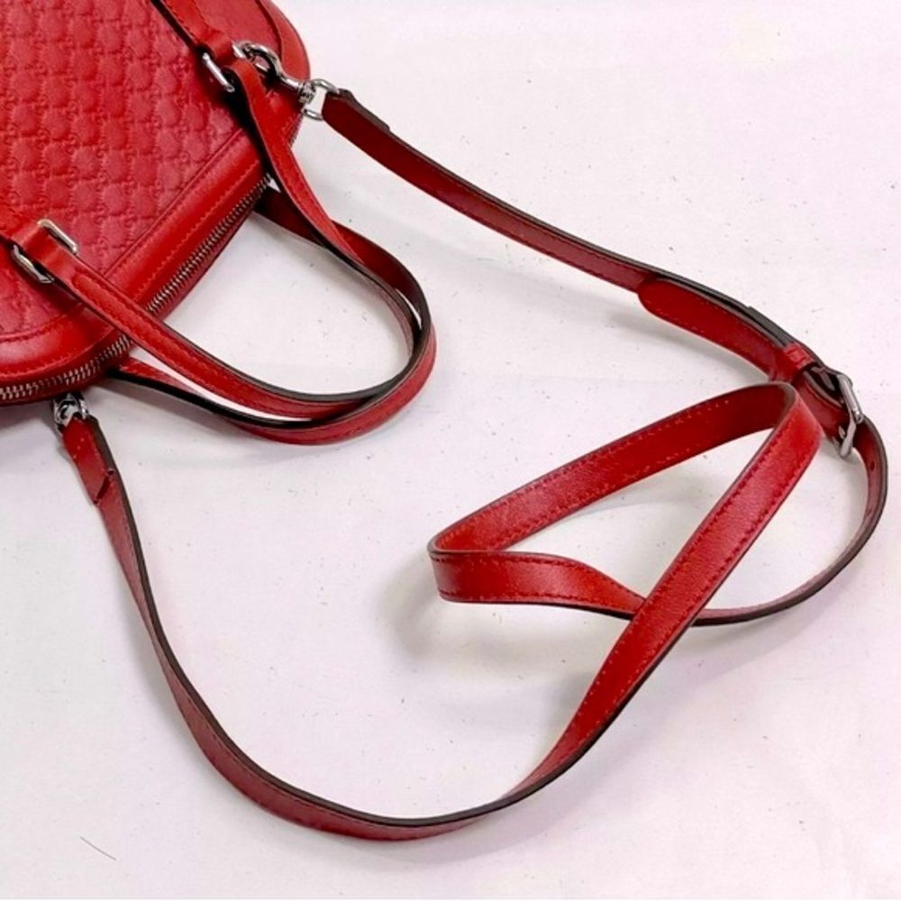 Auth Gucci Red Microguccisima Convertible 2way Mini Dome Satchel Crossbody - Picture 3 of 12